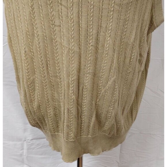 PGA TOUR Mens XL Beige Cable Knit Sleeveless V-Neck Logo Golf Sweater Vest - Picture 3 of 11